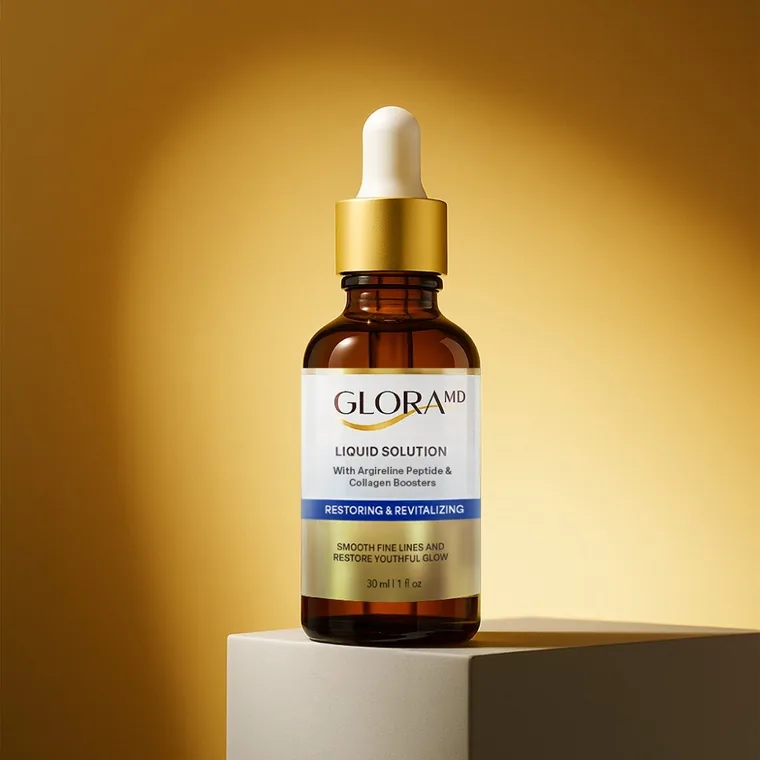 Frasco de sérum facial GloraMD con pipeta